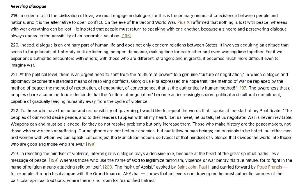 Reviving dialogue — Magnifica Humanitas, paragraphs 219–223